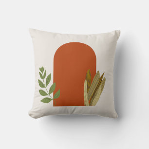 Earthy Boho Wall Art Print - Minimalist Botanical  Cushion