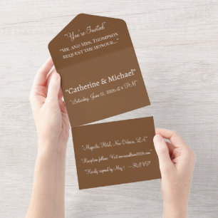 Earthy Brown Background – Minimalist Solid Colour All In One Invitation