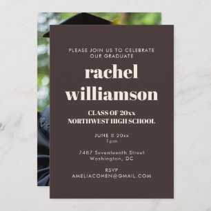 Earthy Brown Class of 2026 Photo Graduation Party Invitation