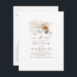Earthy Brown Floral Boho Exotic Save The Date Announcement Postcard<br><div class="desc">Botanical watercolor flowers earthy save the date postcards</div>