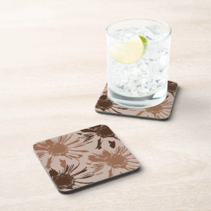 Earthy Brown Gerbera Flowers Coaster