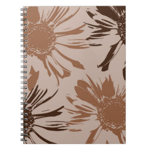 Earthy Brown Gerbera Flowers Spiral Notebook