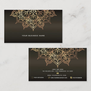 Earthy Brown & Gold Mandala Holistic Spa Business Card