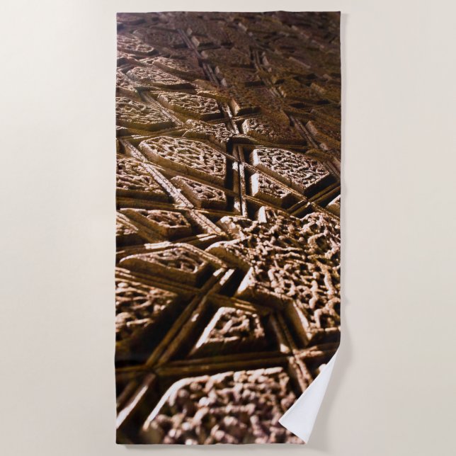 Earthy Brown Stars Beach Towel (Front)