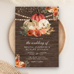 Earthy Burnt Orange Floral Pumpkin Wood Wedding Invitation<br><div class="desc">Amaze your guests with this elegant wedding invite featuring beautiful flowers and modern typography. Simply add your event details on this easy-to-use template to make it a one-of-a-kind invitation.</div>