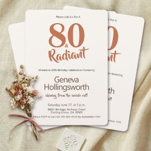 Earthy Chic Boho Terracotta 80th Birthday Tribute Invitation