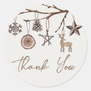 Earthy Christmas Thank You Stickers