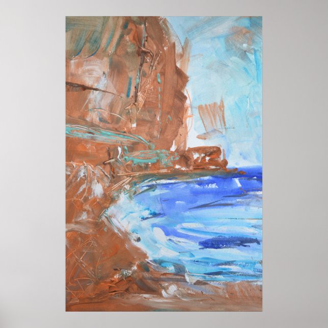 Earthy Coastal Cliff Expressionist Poster (Front)