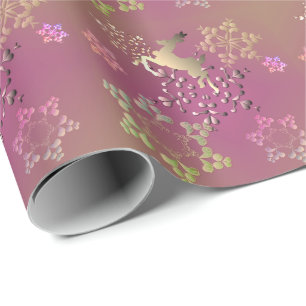Earthy Color Snowflakes w/Deer Wrapping Paper