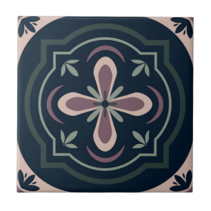 earthy colored floral geometric tiles