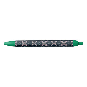 earthy colored floral geometric tiles black ink pen