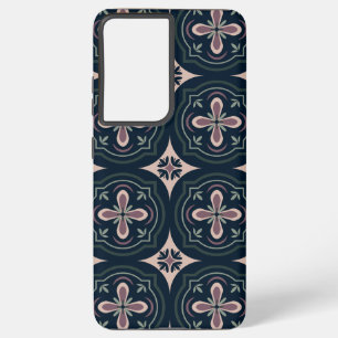 earthy colored floral geometric tiles samsung galaxy case