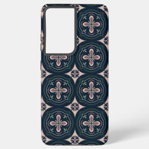 earthy colored floral geometric tiles samsung galaxy case