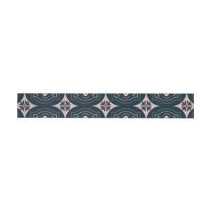 earthy colored floral geometric tiles wrap around label