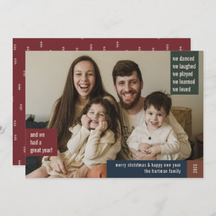 Earthy Colour Block 1 Photo Full Bleed Christmas  Holiday Card