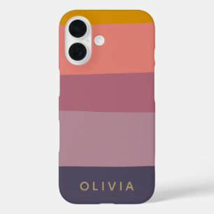 Earthy Colour Block Shapes Purple Personalised Nam iPhone 16 Case