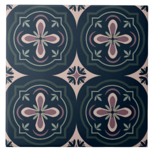 earthy coloured floral geometric tiles