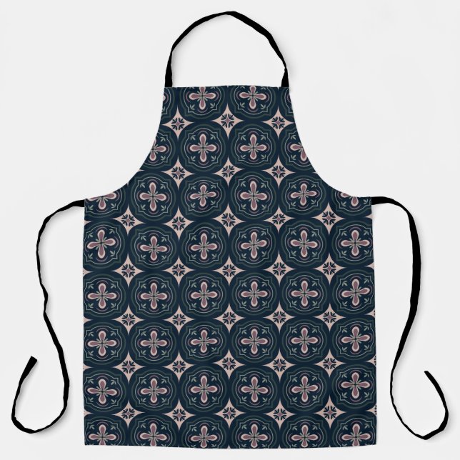earthy coloured floral geometric tiles apron (Front)
