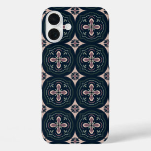 earthy coloured floral geometric tiles iPhone 16 plus case
