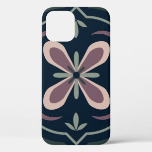 earthy coloured floral geometric tiles iPhone 12 case