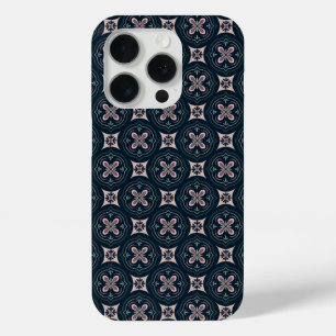 earthy coloured floral geometric tiles iPhone 15 pro case