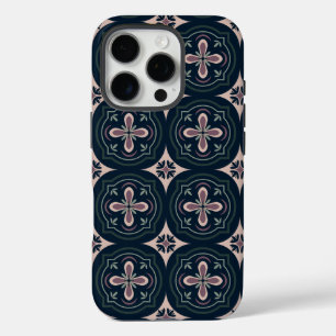 earthy coloured floral geometric tiles iPhone 16 pro case