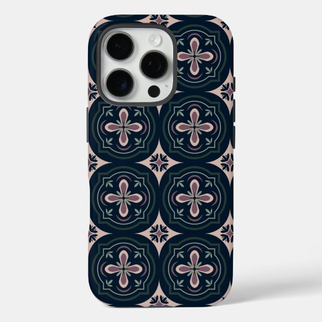 earthy coloured floral geometric tiles Case-Mate iPhone case (Back)