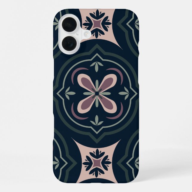 earthy coloured floral geometric tiles iPhone case (Back)