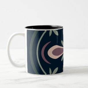 earthy coloured floral geometric tiles Two-Tone coffee mug