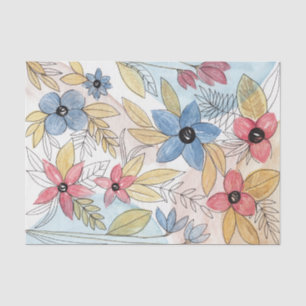 Earthy Coloured Watercolor Floral Leaves Art Tissue Paper