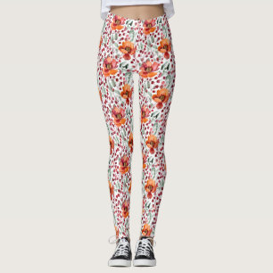 Earthy Colours, Fall Flowers Leggings