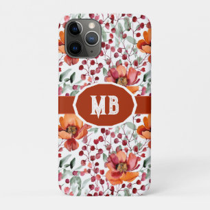 Earthy Colours, Fall Flowers Monogrammed Case-Mate iPhone Case