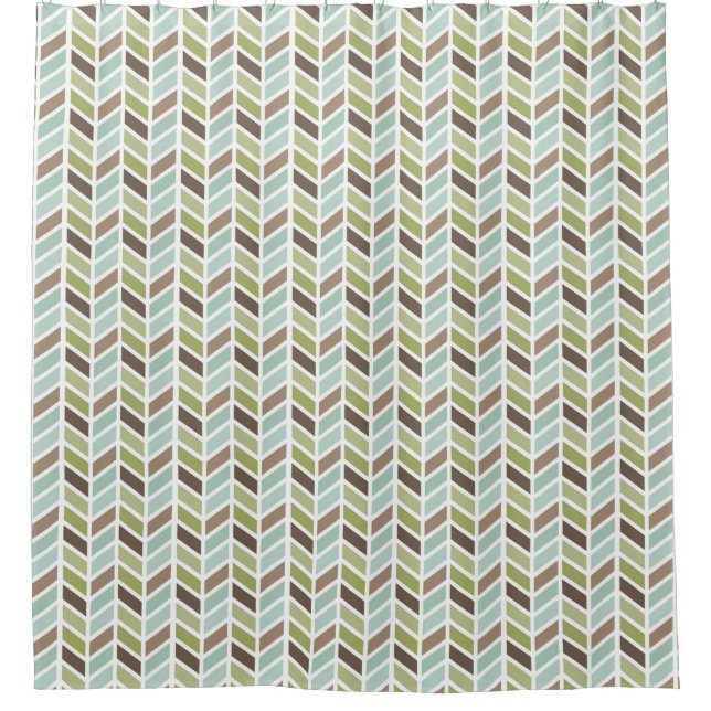 Earthy Colours Herringbone Pattern Design Shower Curtain (Front)