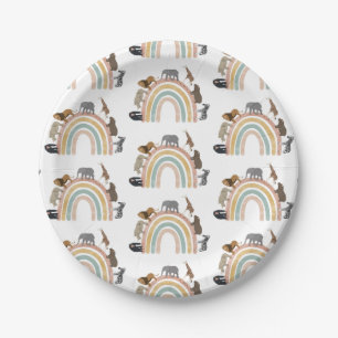 Earthy Colours Rainbow Jungle Animals Pattern  Paper Plate