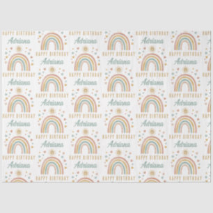 Earthy Colours Watercolor Rainbow Sun Birthday Nam Tissue Paper