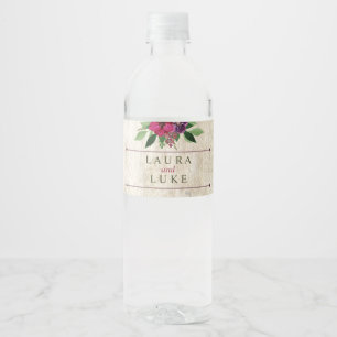 Earthy, Cranberry-Plum Floral Water Bottle Label