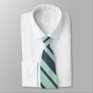 Earthy Deep Blue and Light Turquoise Stripes Tie