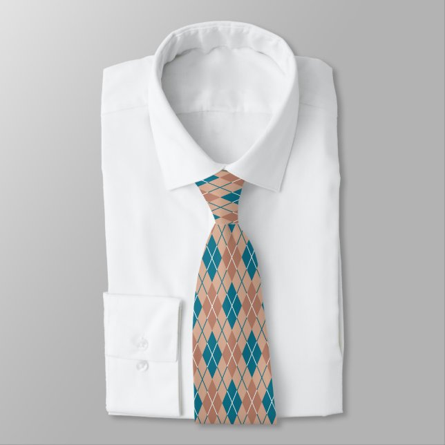 Earthy Diamond Grid – A Modern Geometric Classic Tie (Tied)