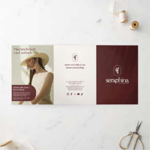 Earthy Elegance Logo Beauty, Spa Maroon Brochure