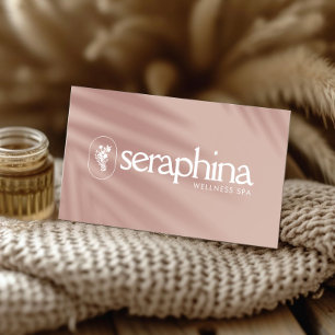 Earthy Elegance Logo Beauty, Wellness, Spa Pink Business Card