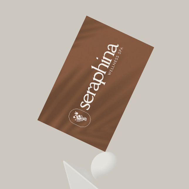 Earthy Elegance Logo Beauty, Wellness, Spa Rust Business Card (Creator Uploaded)
