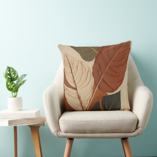 Earthy Elegance   Modigliani Leaf Art Cushion