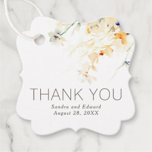 Earthy Elegant Flowers Thank You Wedding Favour Tags