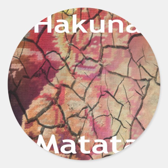 Earthy Elegant Lion: Hakuna Matata Textured Design Classic Round Sticker (Front)