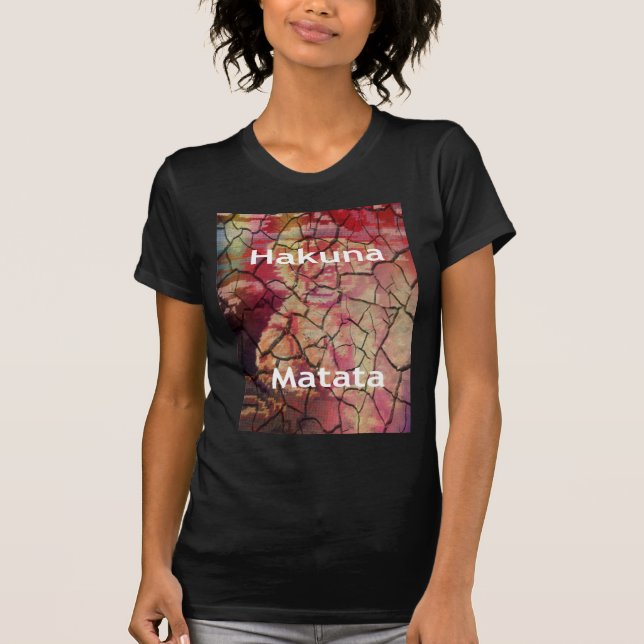 Earthy Elegant Lion: Hakuna Matata Textured Design T-Shirt (Front)