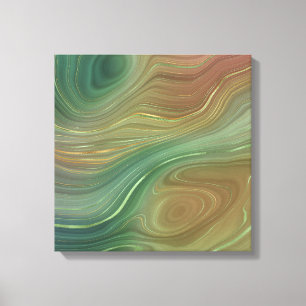 Earthy Emerald Strata   Green and Golden Ink Agate Canvas Print