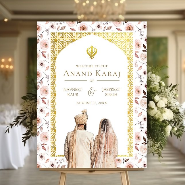 Earthy Floral Anand Karaj Wedding Welcome Sign (Creator Uploaded)