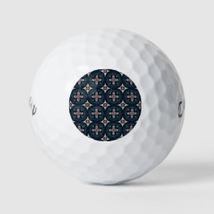 Earthy Floral Geometric Tiles Golf Balls