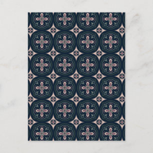 Earthy Floral Geometric Tiles Holiday Postcard