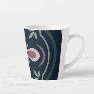 Earthy Floral Geometric Tiles Latte Mug